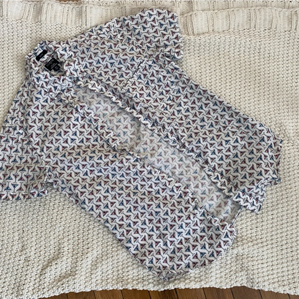J. Crew Slim Cocktail Glass Short Sleeve Button Down